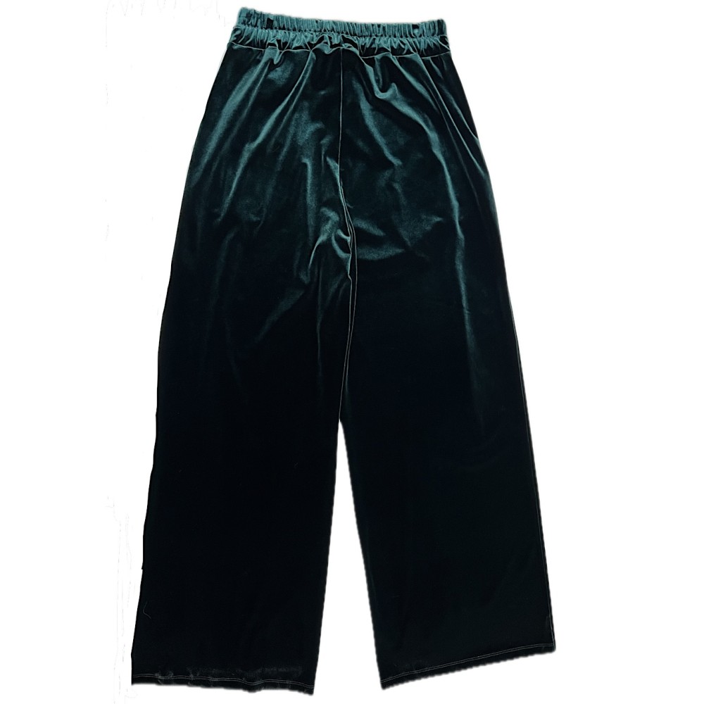 ΠΑΝΤΕΛΟΝΙ ΣΕ ΠΡΑΣΙΝΟ - ΣΜΑΡΑΓΔΙ ΒΕΛΟΥΔΟ, ΜΕ ΚΟΥΦΟΠΙΕΤΕΣ & ΛΑΣΤΙΧΟ ΣΕ ΙΣΙΑ, ΧΑΛΑΡΗ ΓΡΑΜΜΗ ''STYLISHIOUS COLLECTION"