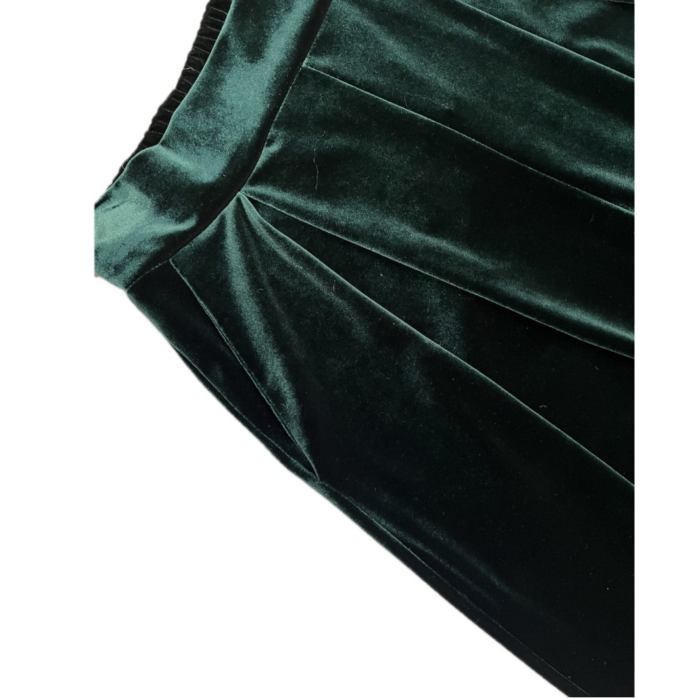 ΠΑΝΤΕΛΟΝΙ ΣΕ ΠΡΑΣΙΝΟ - ΣΜΑΡΑΓΔΙ ΒΕΛΟΥΔΟ, ΜΕ ΚΟΥΦΟΠΙΕΤΕΣ & ΛΑΣΤΙΧΟ ΣΕ ΙΣΙΑ, ΧΑΛΑΡΗ ΓΡΑΜΜΗ ''STYLISHIOUS COLLECTION"