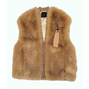 ΓΙΛΕΚΟ ΑΠΟ ΟΙΚΟΛΟΓΙΚΗ ΓΟΥΝΑ ΣΕ ΜΠΕΖ-ΚΑΡΑΜΕΛ AΠΟΧΡΩΣΗ, OVERSIZED ΜΕ ΤΣΕΠΕΣ & ΜΠΟΥΤΟΝΙΕΡΑ “STYLISHIOUS COLLECTION”