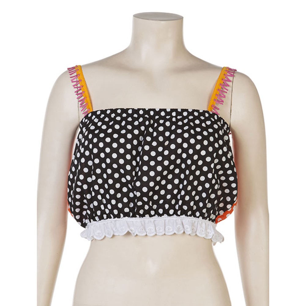 Τοπ πουά βαμβακερό, κοντό διχρωμο πορτοκαλί / μαύρο δυο οψεων "ALEX KATSAITI X STYLISHIOUS"