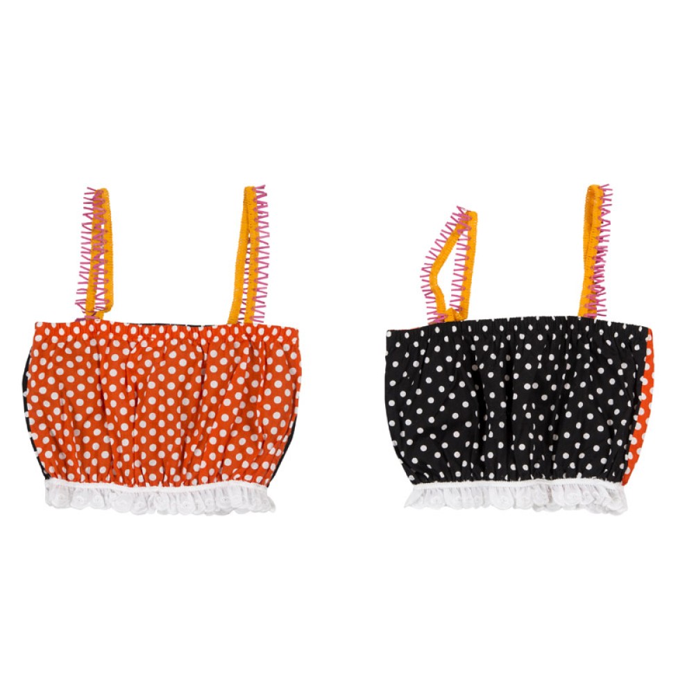 Τοπ πουά βαμβακερό, κοντό διχρωμο πορτοκαλί / μαύρο δυο οψεων "ALEX KATSAITI X STYLISHIOUS"